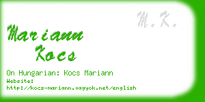 mariann kocs business card